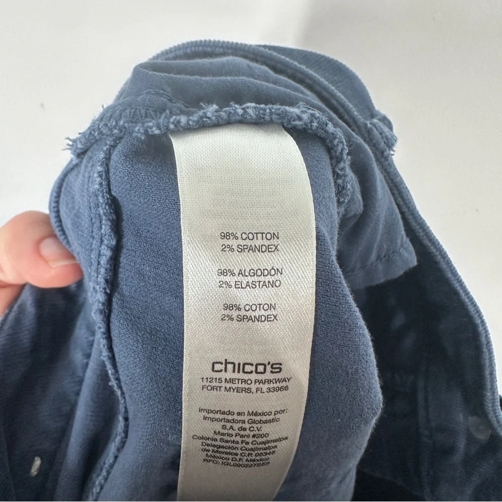 Chico's Navy Blue Corduroy Pants Size 1.5 10 Straight Leg This Wale